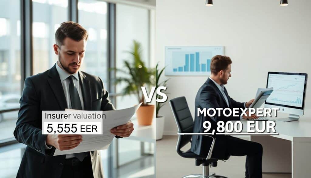 Ubezpieczyciel 5 555 EUR, a rzeczoznawca MOTOEXPERT 9 800 EUR